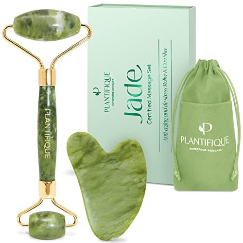 Set Rouleau Jade Xiuyan Certifié & Gua Sha PLANTIFIQUE