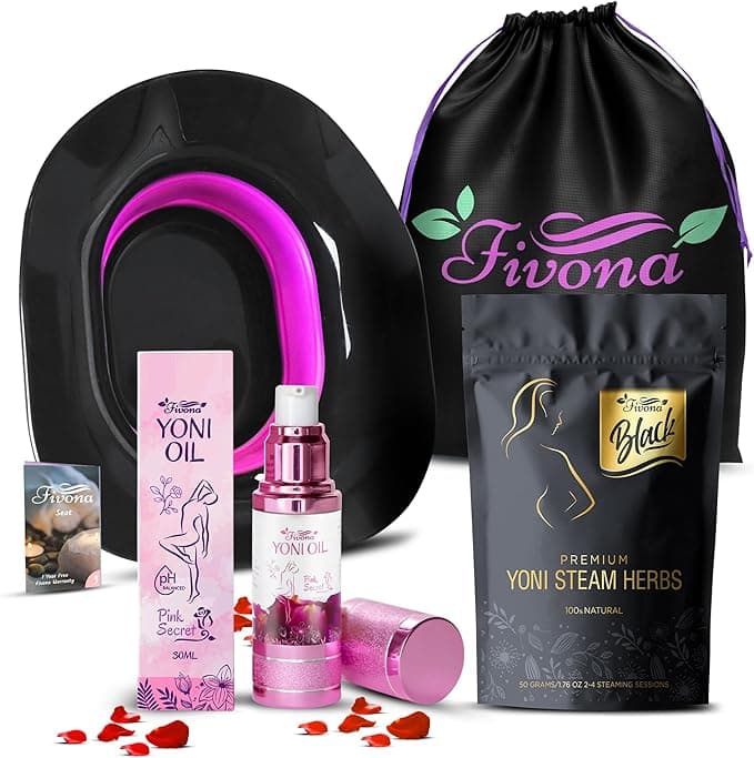 Kit Complet Yoni Soin 4-en-1 Fivona — Siège Vapeur, Huile, Herbes & Sac